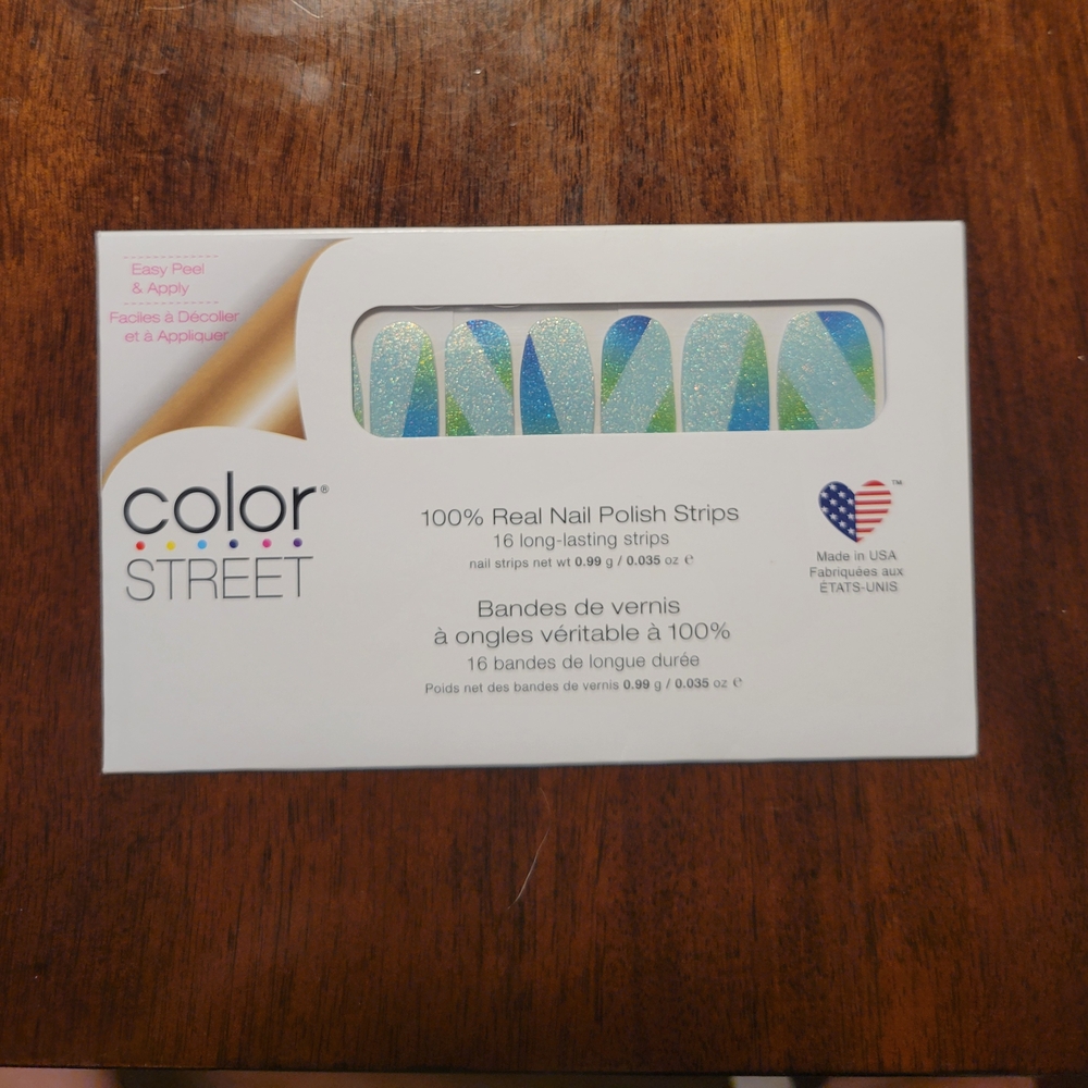 Color Street Blue and Green 100% Real Nail Polish Strips- Waterfall's Edge